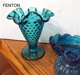 VTG BLUE GLASS ART GLASS COLLECTION - LOT OF 12 PCS